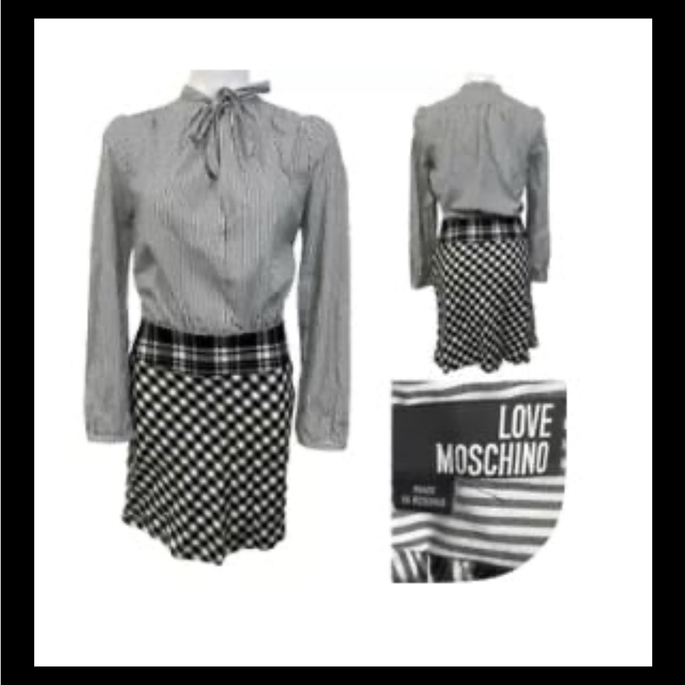 Love Moschino Black and White Checkered Dress